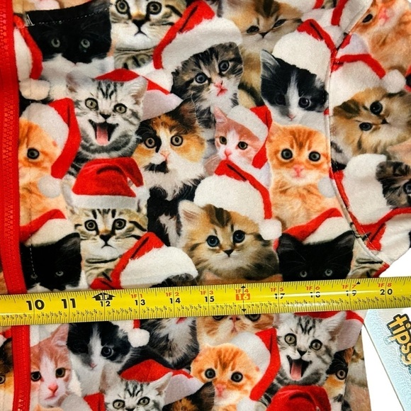 Tipsy Elves Meowy Catmus Jumpsuit Kittens Fleece Christmas Onesie Size Med NWT - Picture 12 of 14